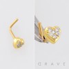 MULTI CZ HEART CLUSTER 316L SURGICAL STEEL L SHAPE STUD NOSE RING